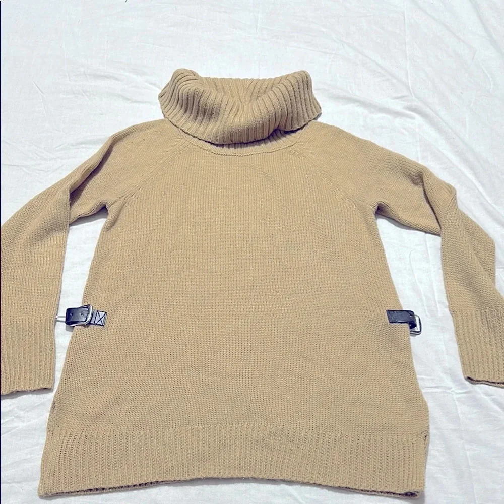 Cable and Gauge Camel Color Cowl Knit Sweater Medium NWT